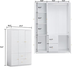 Homeroots 74" White Five Door Two Drawer Combo Dresser - Stylish Storage Solution For Any Room Decor  Manufactured Wood 569298