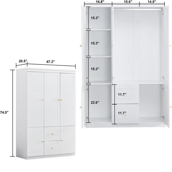 Homeroots 74" White Five Door Two Drawer Combo Dresser - Stylish Storage Solution For Any Room Decor  Manufactured Wood 569298