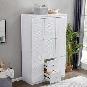 Homeroots 74" White Five Door Two Drawer Combo Dresser - Stylish Storage Solution For Any Room Decor  Manufactured Wood 569298