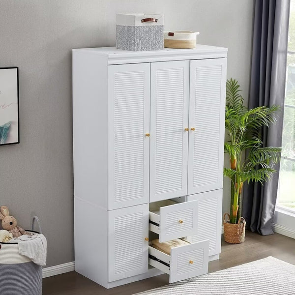 Homeroots 74" White Five Door Two Drawer Combo Dresser - Stylish Storage Solution For Any Room Decor  Manufactured Wood 569298