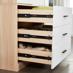 Homeroots 71" Elegant White & Natural Mirrored Combo Dresser With 3 Doors & 3 Drawers For Stylish Storage  Manufactured Wood 569299