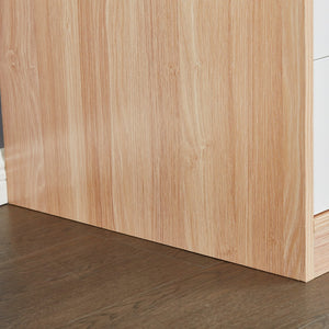 Homeroots 71" Elegant White & Natural Mirrored Combo Dresser With 3 Doors & 3 Drawers For Stylish Storage  Manufactured Wood 569299