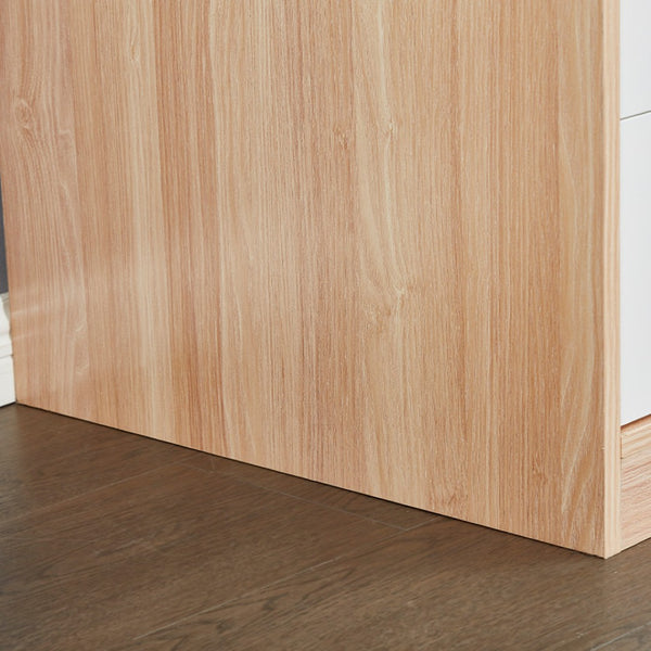 Homeroots 71" Elegant White & Natural Mirrored Combo Dresser With 3 Doors & 3 Drawers For Stylish Storage  Manufactured Wood 569299