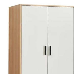 Homeroots 71" Elegant White & Natural Mirrored Combo Dresser With 3 Doors & 3 Drawers For Stylish Storage  Manufactured Wood 569299