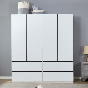 Homeroots 74" Stylish White And Black Combo Dresser With Four Doors And Drawers For Modern Bedroom Storage  Manufactured Wood 569301
