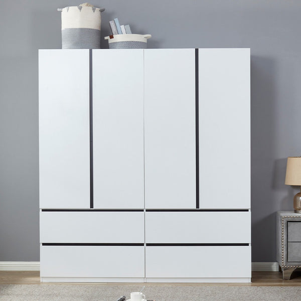 Homeroots 74" Stylish White And Black Combo Dresser With Four Doors And Drawers For Modern Bedroom Storage  Manufactured Wood 569301