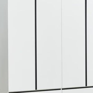 Homeroots 74" Stylish White And Black Combo Dresser With Four Doors And Drawers For Modern Bedroom Storage  Manufactured Wood 569301