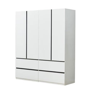Homeroots 74" Stylish White And Black Combo Dresser With Four Doors And Drawers For Modern Bedroom Storage  Manufactured Wood 569301