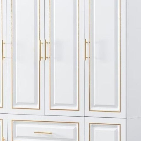 Homeroots 79" Glamorous Gold And White Six Door Two Drawer Combo Dresser For Stylish Bedroom Storage Solutions  Manufactured Wood 569302