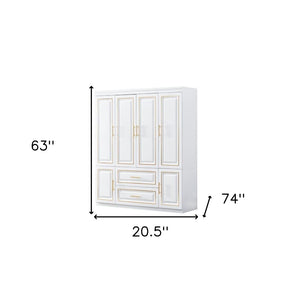 Homeroots 79" Glamorous Gold And White Six Door Two Drawer Combo Dresser For Stylish Bedroom Storage Solutions  Manufactured Wood 569302