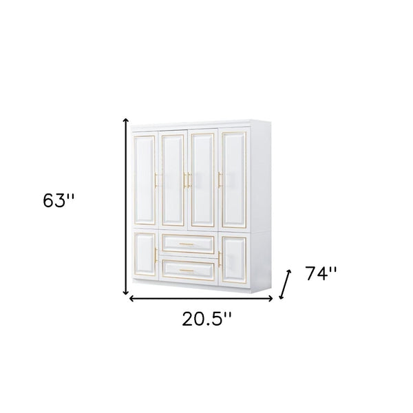 Homeroots 79" Glamorous Gold And White Six Door Two Drawer Combo Dresser For Stylish Bedroom Storage Solutions  Manufactured Wood 569302