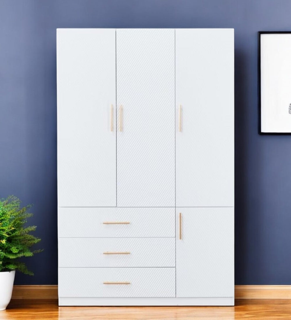 HomeRoots 74" White Modern Combo Dresser with 4 Doors & 3 Drawers - Stylish Storage Solution for Any Bedroom 569335