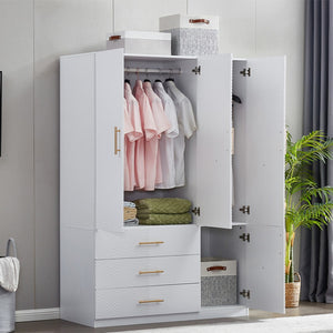 Homeroots 74" White Combo Dresser With 3 Drawers & 4 Doors – Elegant Storage Solution For Any Room Décor!  Manufactured Wood 569335