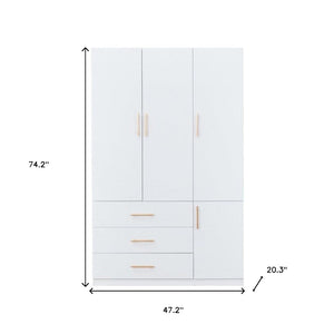 Homeroots 74" White Combo Dresser With 3 Drawers & 4 Doors – Elegant Storage Solution For Any Room Décor!  Manufactured Wood 569335