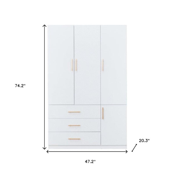 Homeroots 74" White Combo Dresser With 3 Drawers & 4 Doors – Elegant Storage Solution For Any Room Décor!  Manufactured Wood 569335
