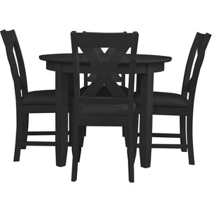 HomeRoots Five-Piece Black Round Wood Dining Set with Four Cross-Back Chairs for Stylish Dining Experiences 569336