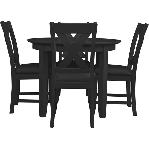HomeRoots Five-Piece Black Round Wood Dining Set with Four Cross-Back Chairs for Stylish Dining Experiences 569336