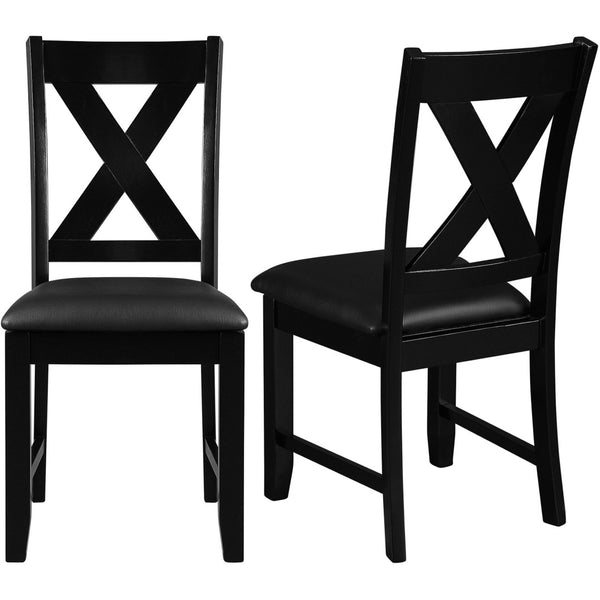 HomeRoots Five-Piece Black Round Wood Dining Set with Four Cross-Back Chairs for Stylish Dining Experiences 569336