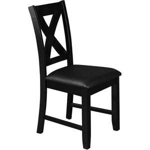 HomeRoots Seven Piece Black Wood Dining Set: Modern Rectangular Table & 6 Upholstered Chairs for Comfort 569337