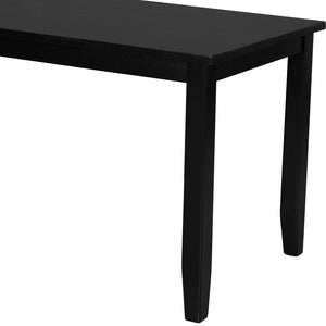 HomeRoots Seven Piece Black Wood Dining Set: Modern Rectangular Table & 6 Upholstered Chairs for Comfort 569337
