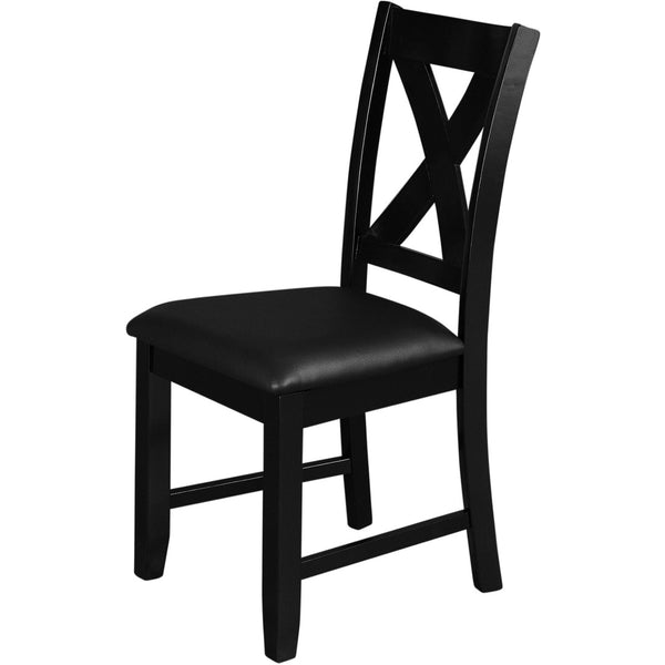 HomeRoots Seven Piece Black Wood Dining Set: Modern Rectangular Table & 6 Upholstered Chairs for Comfort 569337