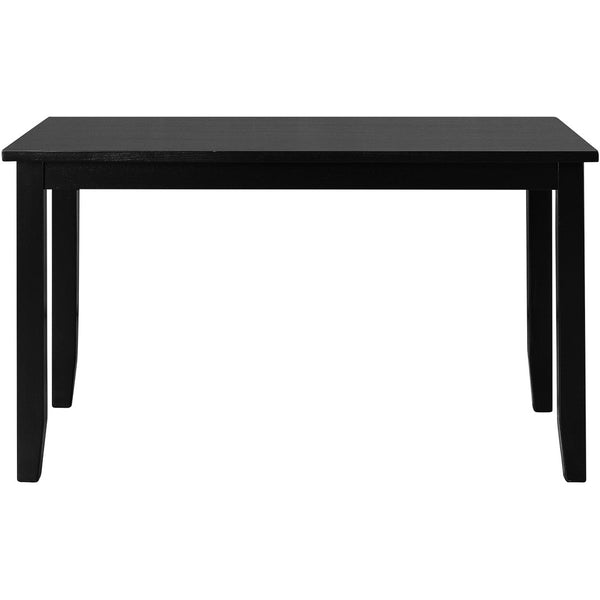 HomeRoots Seven Piece Black Wood Dining Set: Modern Rectangular Table & 6 Upholstered Chairs for Comfort 569337