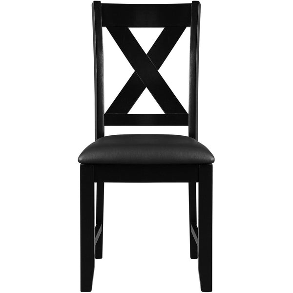 HomeRoots Seven Piece Black Wood Dining Set: Modern Rectangular Table & 6 Upholstered Chairs for Comfort 569337