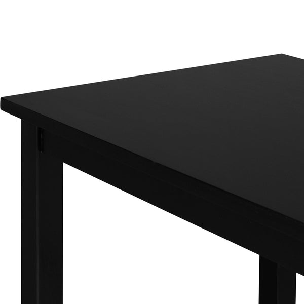 HomeRoots Seven Piece Black Wood Dining Set: Modern Rectangular Table & 6 Upholstered Chairs for Comfort 569337