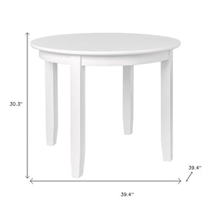HomeRoots Five-Piece White Wood Dining Set with Four Upholstered Chairs for Modern Home Elegance and Comfort 569338