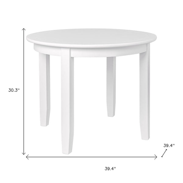 HomeRoots Five-Piece White Wood Dining Set with Four Upholstered Chairs for Modern Home Elegance and Comfort 569338
