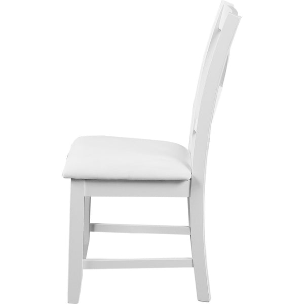 HomeRoots Five-Piece White Wood Dining Set with Four Upholstered Chairs for Modern Home Elegance and Comfort 569338