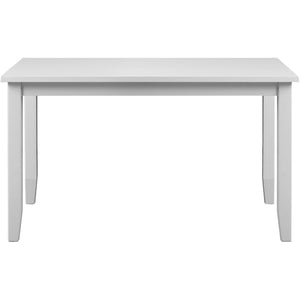 HomeRoots Seven Piece White Wood Dining Set with Six Upholstered Chairs for Modern Everyday Elegance 569339