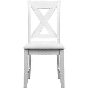 HomeRoots Seven Piece White Wood Dining Set with Six Upholstered Chairs for Modern Everyday Elegance 569339
