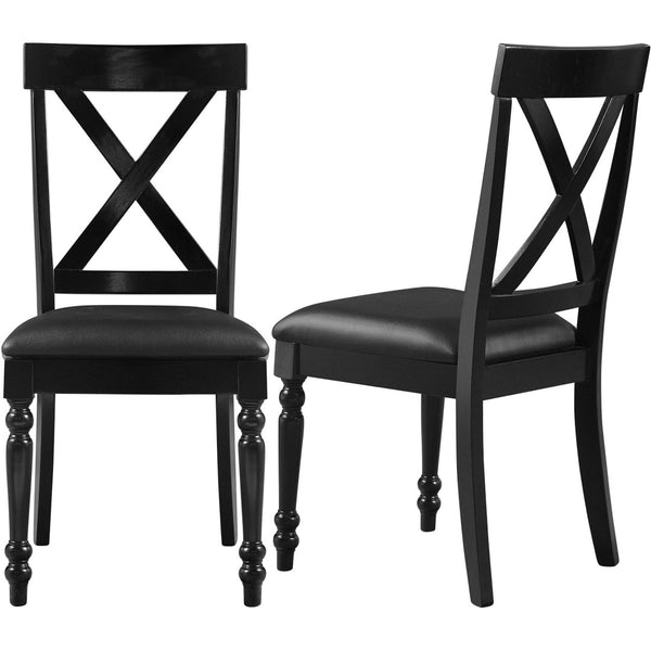 HomeRoots Five Piece Black Wood Dining Set: Elegant Table & Four Upholstered Chairs for Modern Spaces 569340