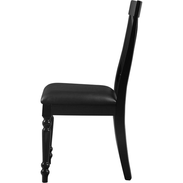 HomeRoots Five Piece Black Wood Dining Set: Elegant Table & Four Upholstered Chairs for Modern Spaces 569340