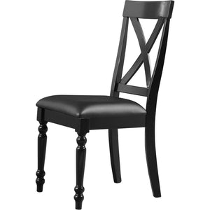 HomeRoots Seven Piece Black Wood Dining Set – Modern Rectangular Table with 6 Upholstered Chairs for Comfort 569341