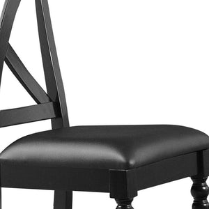 HomeRoots Seven Piece Black Wood Dining Set – Modern Rectangular Table with 6 Upholstered Chairs for Comfort 569341
