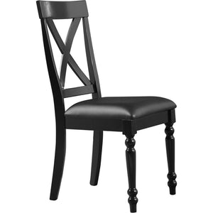 HomeRoots Seven Piece Black Wood Dining Set – Modern Rectangular Table with 6 Upholstered Chairs for Comfort 569341
