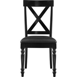 HomeRoots Seven Piece Black Wood Dining Set – Modern Rectangular Table with 6 Upholstered Chairs for Comfort 569341