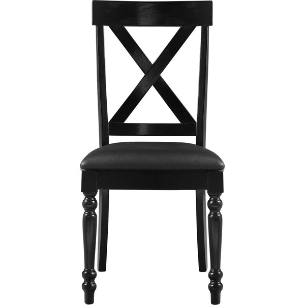 HomeRoots Seven Piece Black Wood Dining Set – Modern Rectangular Table with 6 Upholstered Chairs for Comfort 569341