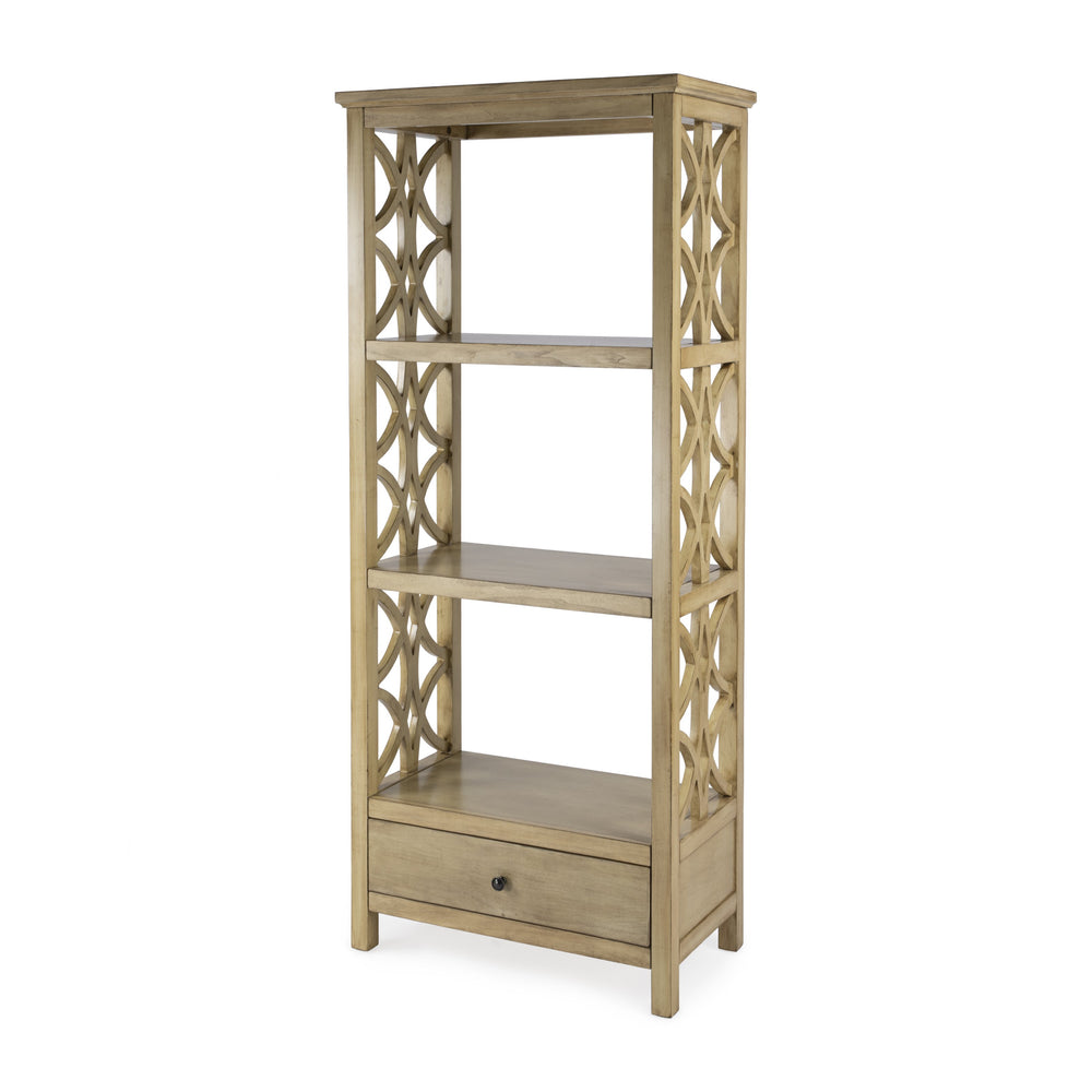 Butler Specialty Lorena 3-tier Etagere Bookcase With Elegant Lattice Design And Hidden Storage Drawer For Home Decor Beige Poplar Wood,Cherry Veneer,Fiberboard 5693424-butler