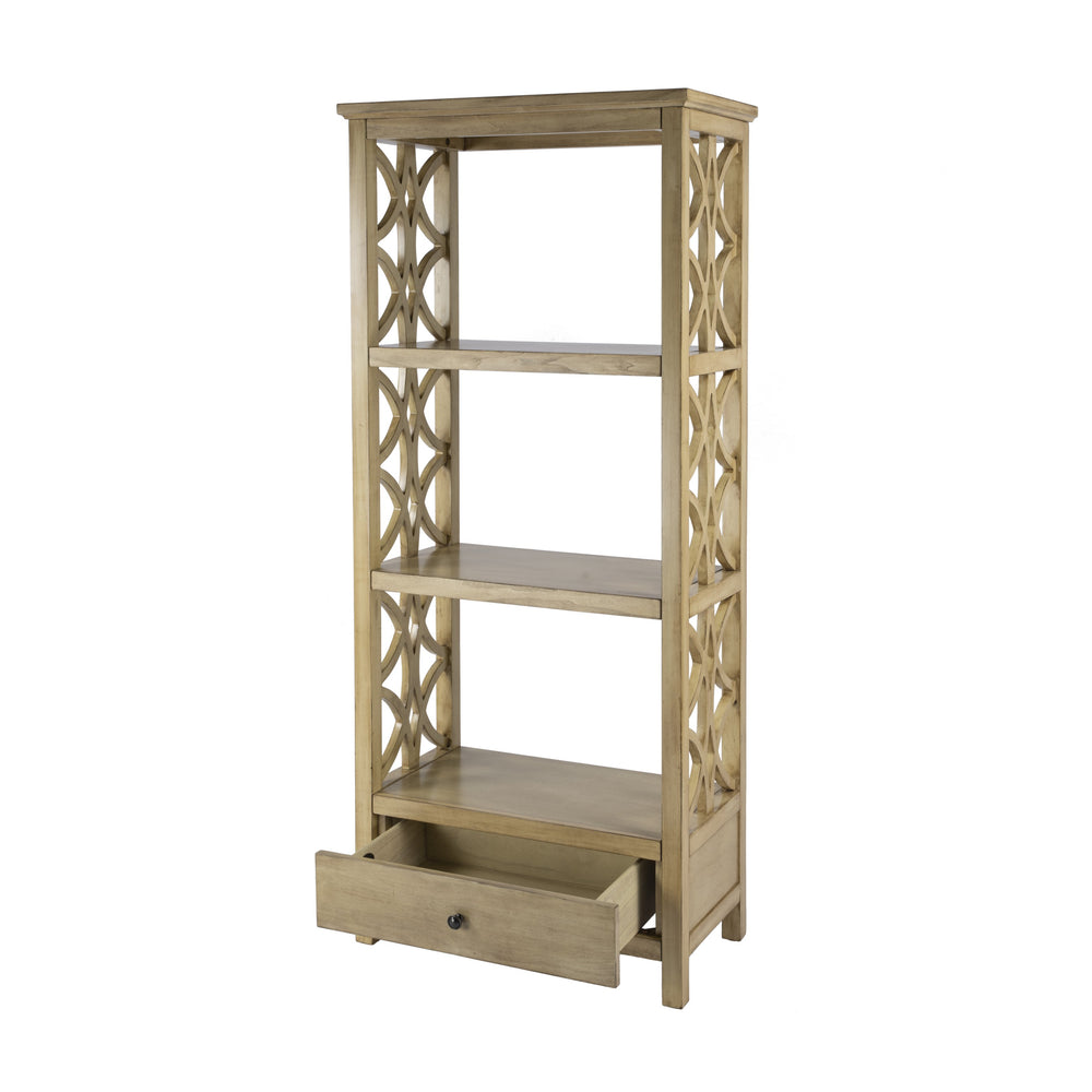 Butler Specialty Lorena 3-tier Etagere Bookcase With Elegant Lattice Design And Hidden Storage Drawer For Home Decor Beige Poplar Wood,Cherry Veneer,Fiberboard 5693424-butler