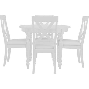 HomeRoots Five Piece White Wood Dining Set: Elegant Table & 4 Upholstered Chairs for Modern Dining Spaces 569342