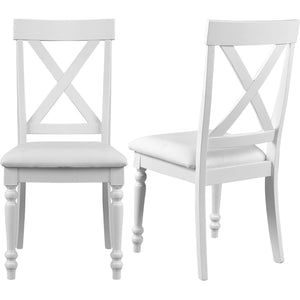 HomeRoots Five Piece White Wood Dining Set: Elegant Table & 4 Upholstered Chairs for Modern Dining Spaces 569342