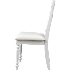 HomeRoots Five Piece White Wood Dining Set: Elegant Table & 4 Upholstered Chairs for Modern Dining Spaces 569342