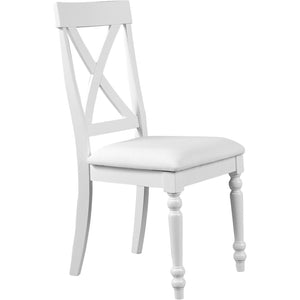 HomeRoots Seven Piece White Wood Dining Set: Stylish Table & 6 Chairs for Modern Dining & Entertaining 569343