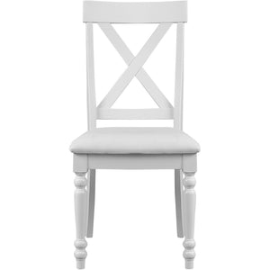 HomeRoots Seven Piece White Wood Dining Set: Stylish Table & 6 Chairs for Modern Dining & Entertaining 569343