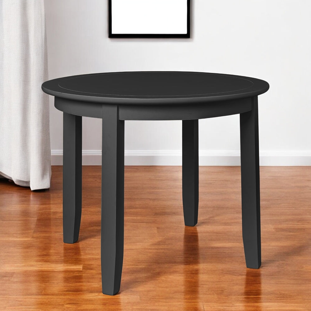 Homeroots 39" Elegant Black Solid Wood Round Dining Table - Perfect For Gatherings, Meals, And Conversations   569344
