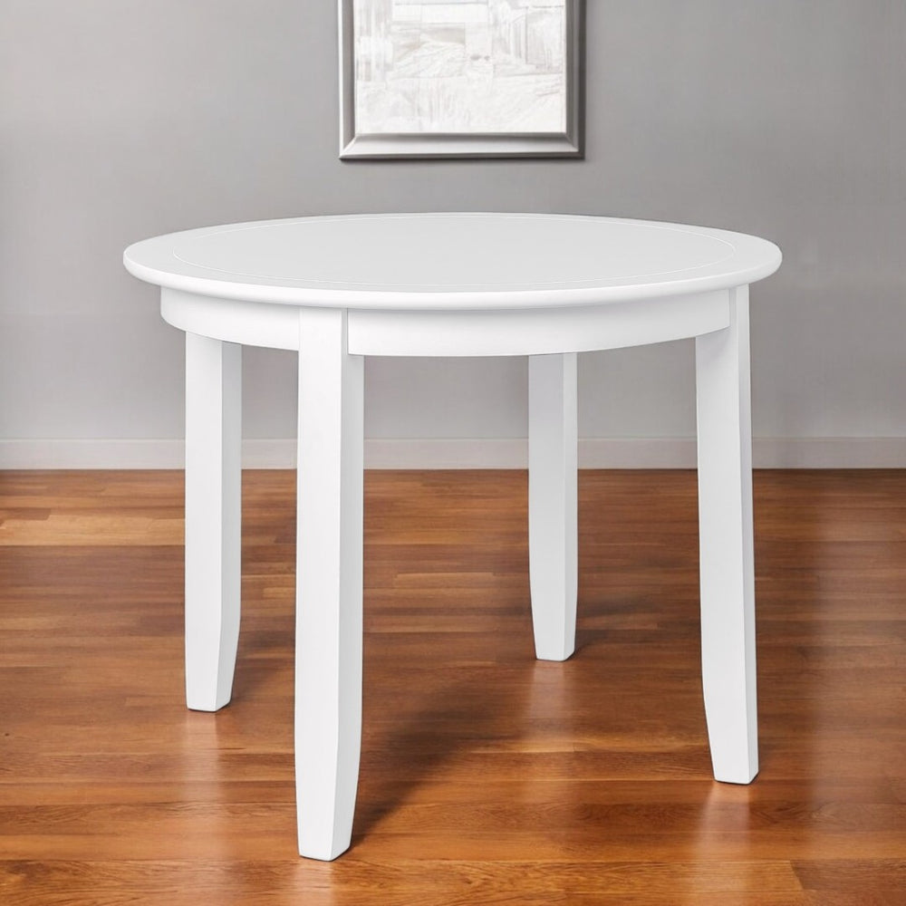 HomeRoots 39" White Solid Wood Round Dining Table - Timeless Design for Modern & Traditional Spaces, Seats 4 569345