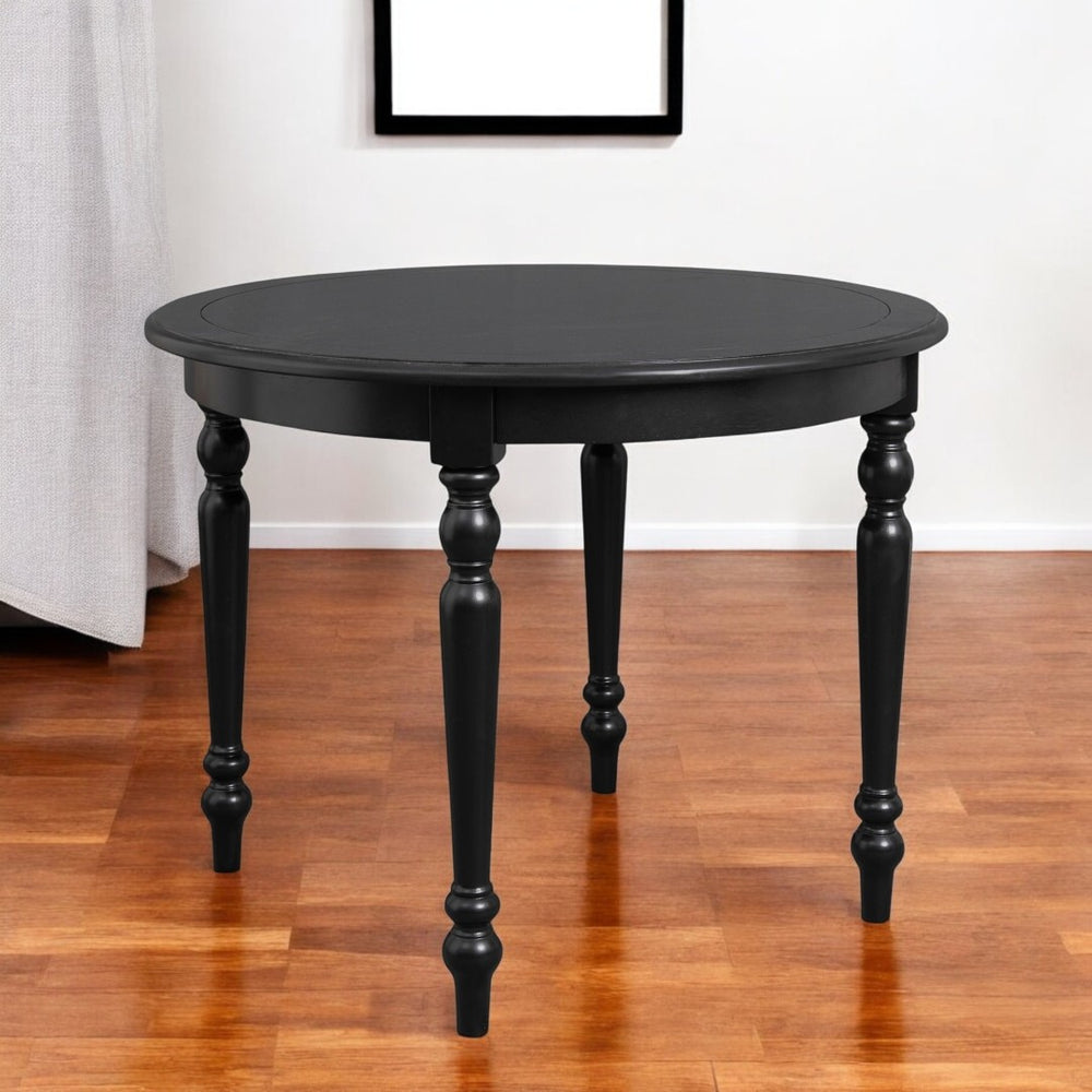 HomeRoots 39" Black Solid Wood Round Dining Table – Timeless Charm, Seats 4 Comfortably, Perfect for Any Decor 569346